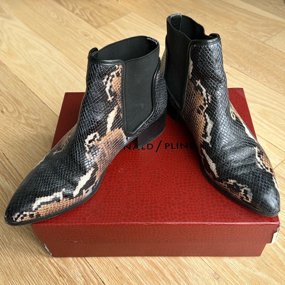 Donald Pliner Snake-Embossed Leather Ankle Boots